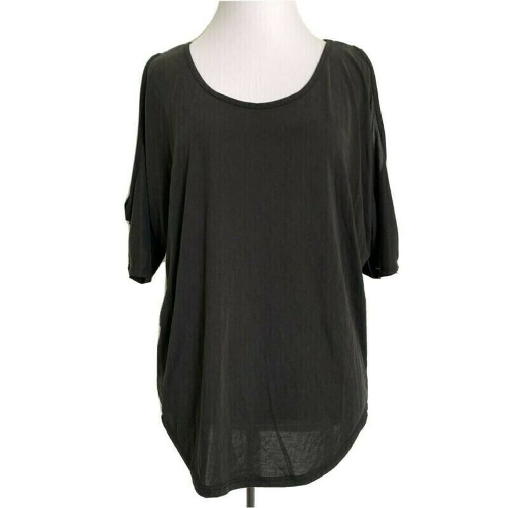 GREEN ENVELOPE Los Angeles Black Short Sleeve Blouse Top Cold Shoulder Summer M